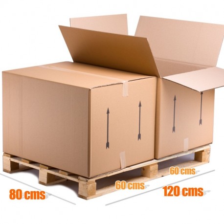 Pack de 4 Cajas de Cartón GIGANTES tipo Baul Doble Pared REFORZADA Lote de 4 unidades TELECAJAS 80x60x55 cms 