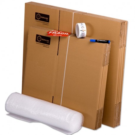 Pack Mudanza Cajas de cartón, plástico burbujas, precinto, etc con el embalaje necesario para una mudanza de casa PACK MUD