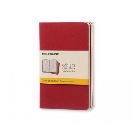 Moleskine Cahier - Set de 3 cuadernos cuadriculados de tamaño bolsillo, color rojo arándano