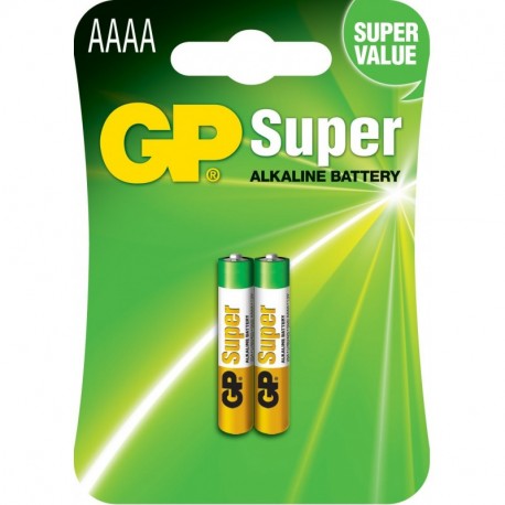 GP Super Alkaline AAAA, Pillas Cilíndricas, 1.5V, Multicolor, 2 Unidades
