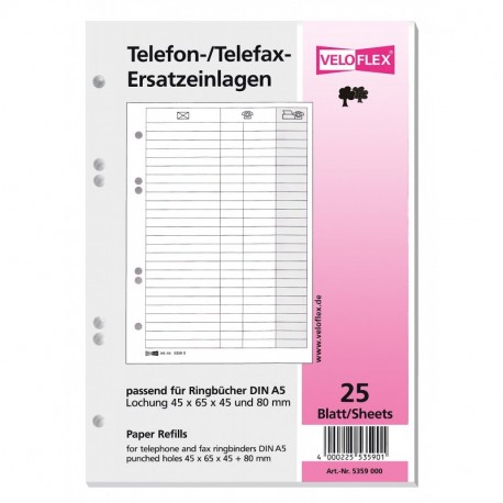 Veloflex 5359.000 - Separadores para agendas telefónicas, color blanco