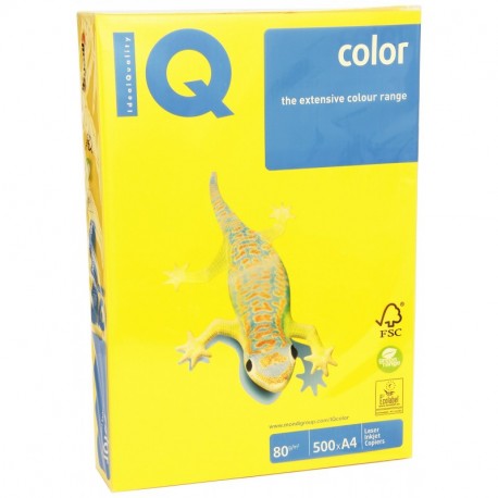 IQ 130092 - Pack de 500 hojas de papel multifunción, A4, 80 gr, color amarillo