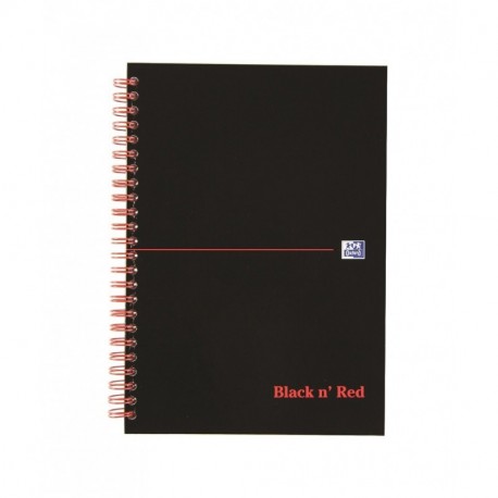 Oxford Black n Red - Cuaderno de espiral doble con rayas, 140 páginas, A4, tapa dura, 90 g/m² , color rojo y negro