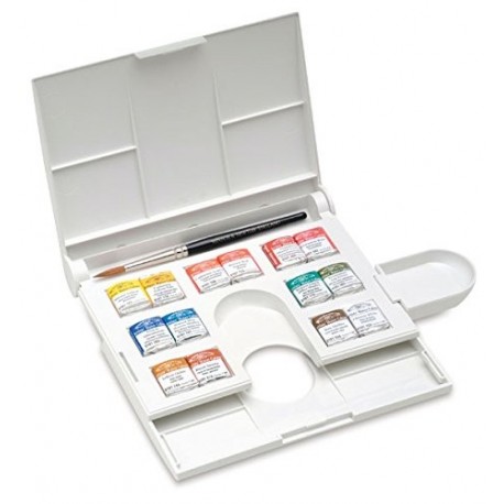 Winsor & Newton - Acuarela Extra Fina - Caja de plástico compacta 14 medio godets