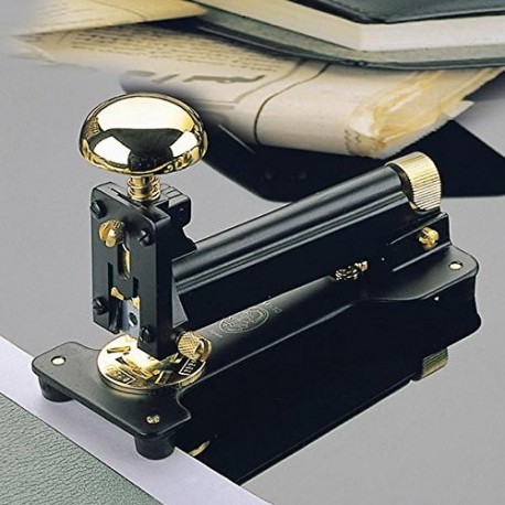 El Casco - Grapadora de mesa chapado en oro de 23 quilates , color negro