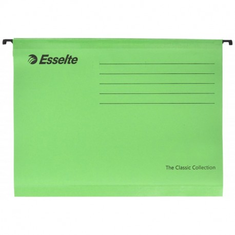 Esselte Carpeta colgante, Tamaño A4, Cartón kraft reciclado, Visor de plástico transparente, Verde, Classic, 90318, Caja de 2