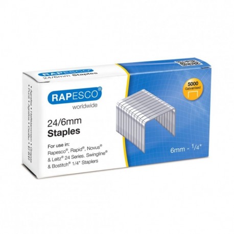 Rapesco Grapas - Caja de 5000 grapas 24/6mm 22/6 , uso habitual en la mayoria de grapadoras