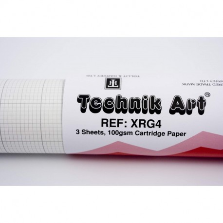 Technik Art - Papel milimetrado 3 unidades, 2,5, 12,7 y 25,4 mm 