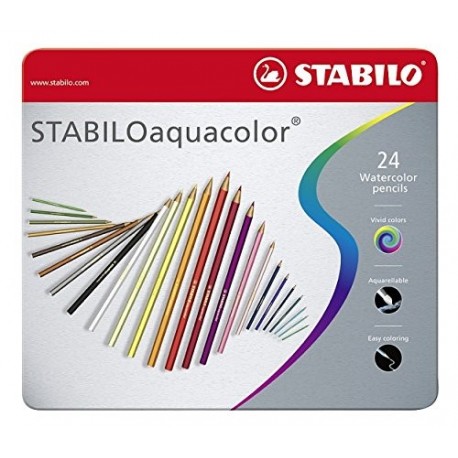 Stabilo Aquacolor - Paquete de 24 lápices de color acuarelable, multicolor