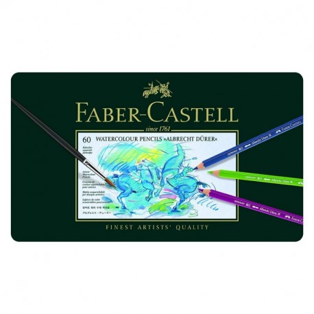 Faber-Castell 117560 - Estuche de metal con 60 lápices de colores acuarelables, multicolor