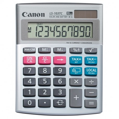 Canon LS-103TC - Calculadora de sobremesa TFT, 13/5.7 mm, CR2032, Solar, Baterías, 140 x 105 x 32 mm, 124 g 