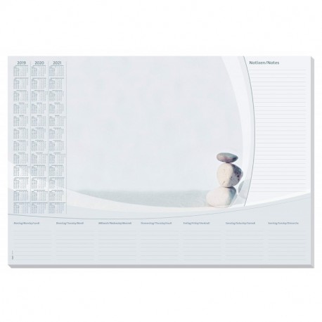 Sigel HO370 Vade, bloc de notas, diseño apilamiento de piedras, calendarios trianuales y planning semanal, 59,5 x 41 cm, gris