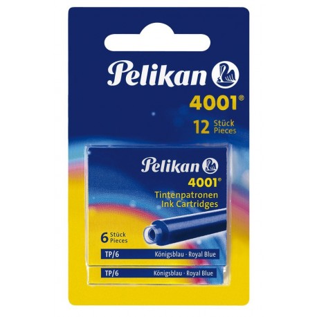 Pelikan 4001 - Recambios de tinta para pluma estilográfica 12 unidades , color azul