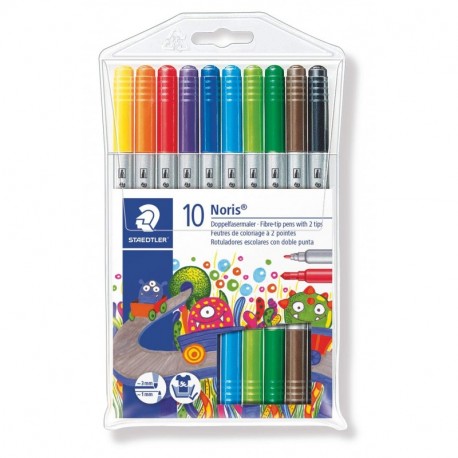 Staedtler Rotuladores de trazo doble. Noris Club. Estuche con 10 marcadores. 320 NWP10