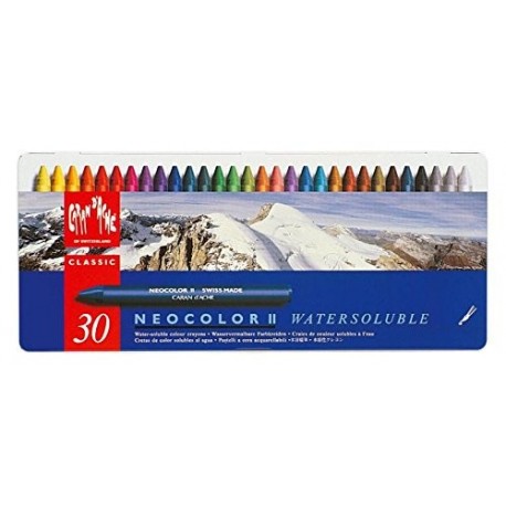 Caran Dache Neocolor II - Juego de ceras de color 30 unidades, caja metálica 