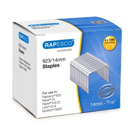 Rapesco Grapas - Caja de 4000 grapas 923/14 mm tipo 23 , para grapadoras de gruesos