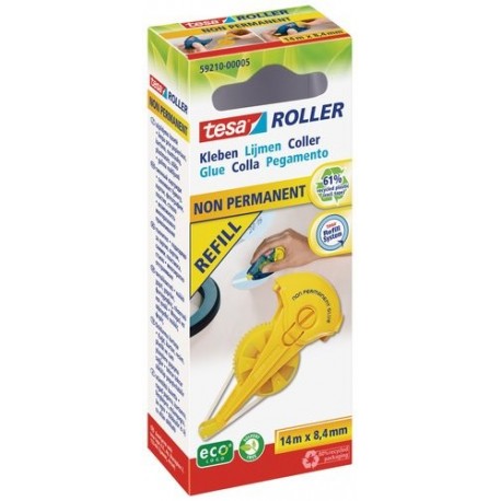 tesa Reciclado y Eco friendly No Permanente 8.4mm x 14m pegamento Rollser Refill Pack de 5 