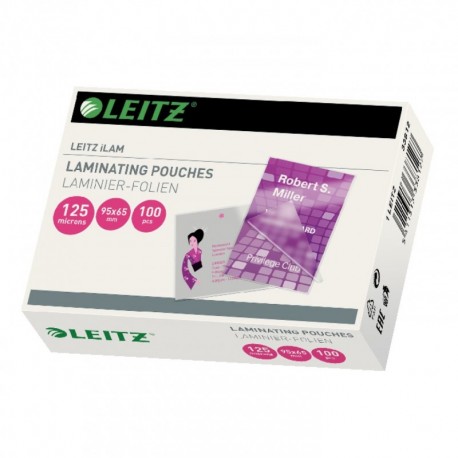 Leitz 33812 - Bolsas de plastificación hechas de material de 125 micras de grosor, pack de 100 unidades, brillante, tamaño ta