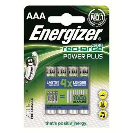 Energizer - Pilas recargables AAA 700 mAh, 4 unidades 