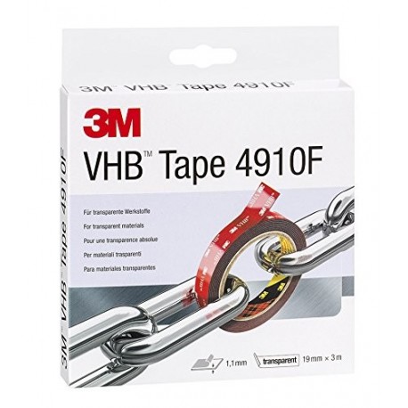 3M VHB 7000072294 Cinta Adhesiva, 19 mm X 3 m, 1 Unidad, Transparente