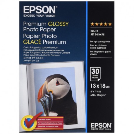 Epson Premium Glossy Photo Paper - Papel fotográfico, 13x18