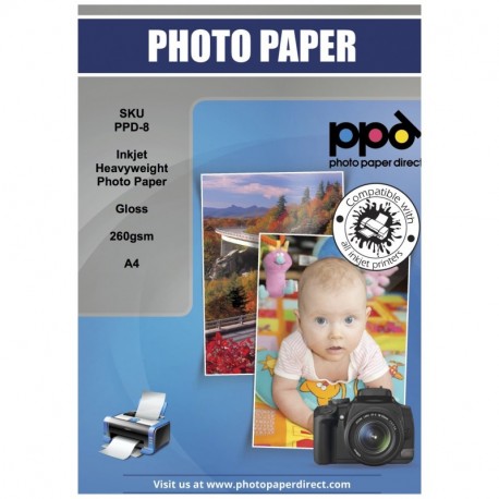 A4 de inyección de tinta brillante papel fotográfico Peso Pesado 260 G x 100 hojas