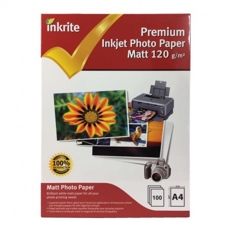 Inkrite PhotoPlus Premium - Papel fotográfico mate 120 g, A4, 100 hojas 