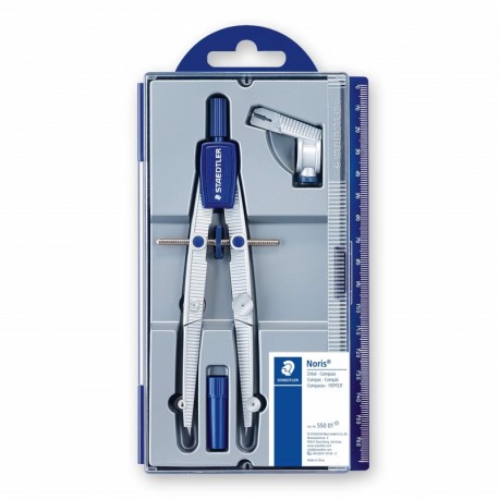 Staedtler NORIS CLUB 550 01, compás escolar de precisión con rueda de ajuste