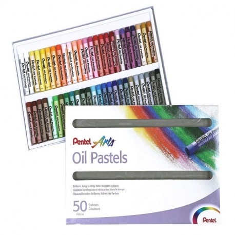 Pentel 100526 - Juego de ceras pastel al aceite 50 unidades , multicolor
