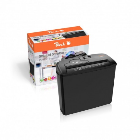 Peach PS400-11 - Destructora de papel de corte en tiras, tarjetas de crédito y CDs con recipiente separable y capacidad de ha