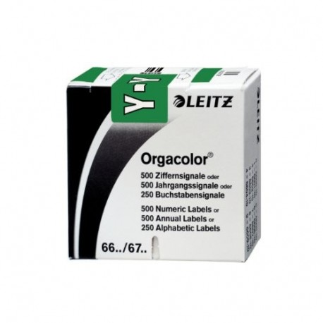 Leitz 66341000 - Rollo de 500 etiquetas autoadhesivas letra"Y" , color verde