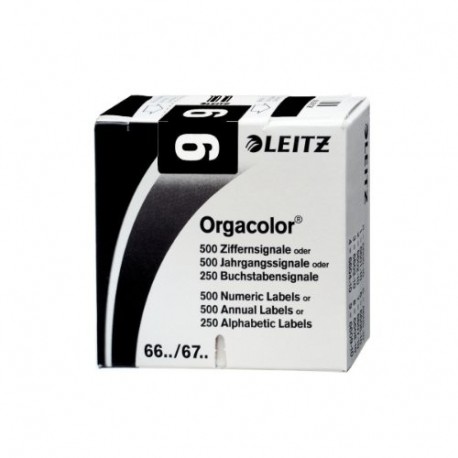 Leitz 66091000 - Rollo de 500 etiquetas autoadhesivas número"9" , color negro