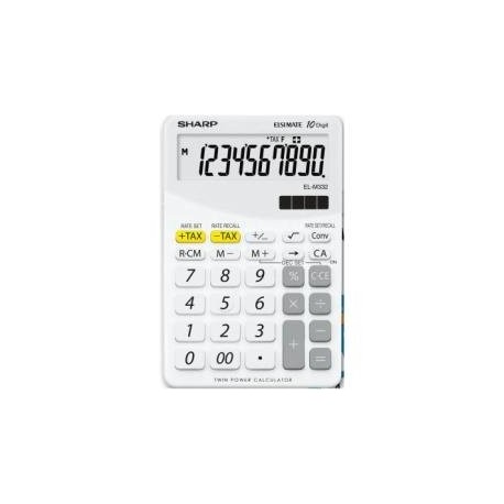 Sharp EL-332B-WH - Calculadora Escritorio, Financiero, Color blanco, CR-2032 x 1, 100 x 149,1 x 27,2 mm 