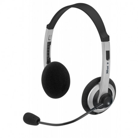 Trust 15480 - Auriculares de diadema abiertos con micrófono, control remoto integrado color gris