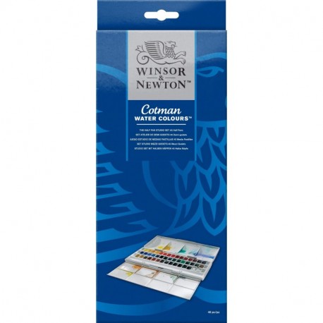 Winsor & Newton Cotman - Set studio de acuarela, 45 medio godets