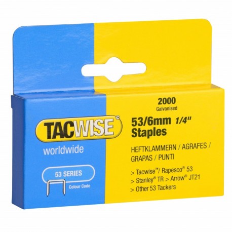 Tacwise Grapas - Caja de 2000 grapas galvanizadas 53/6mm