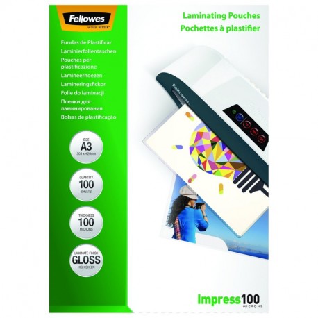 Fellowes 53512 - Pack de 100 fundas para plastificar, formato A3 297 × 420 mm 
