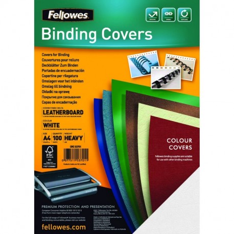 Fellowes Delta Leatherboard - Portadas de encuadernación A4, 250 g/m², 100 unidades , color blanco