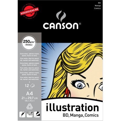 Canson Illustration Comics - Bloc encolado por el lado corto, A4-21 x 29.7 cm
