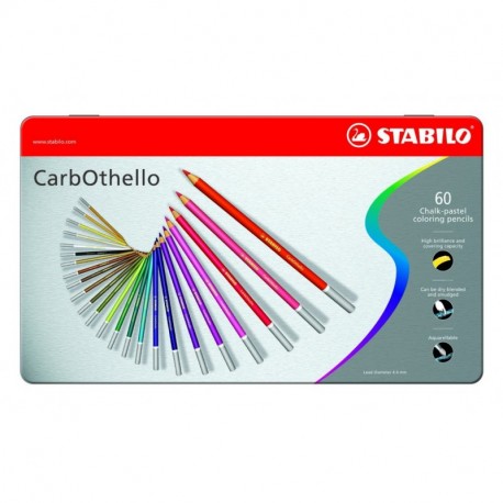 STABILO CarbOthello - Lápiz de color tiza-pastel - Caja de metal con 60 colores