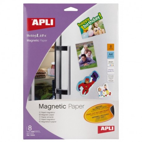 APLI 10245 - Papel magnético imprimible 8 hojas