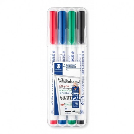 Staedtler LUMOCOLOR 301 WP4. Rotulador para pizarra blanca. Estuche de 4 colores