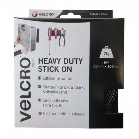 VELCRO Brand Cinta adhesiva extra fuerte 50mm x 2.5m Negro