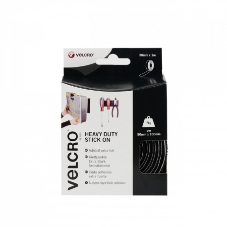 VELCRO VEL-EC60241, Cinta adhesiva extra fuerte, 50mm x 1m, Negro