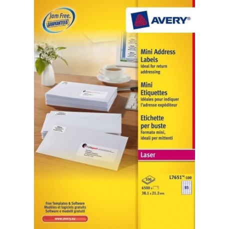Avery - L7651-100 etiqueta de impresora