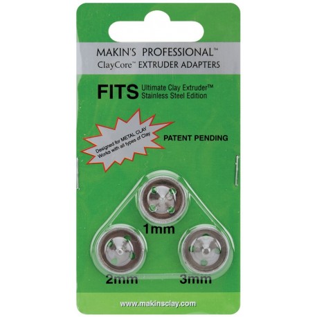 MAKINS CLAY Makins USA Professional ClayCore - Adaptador extrusor, 3 unidades por paquete, Gris, 1mm/2mm/3mm