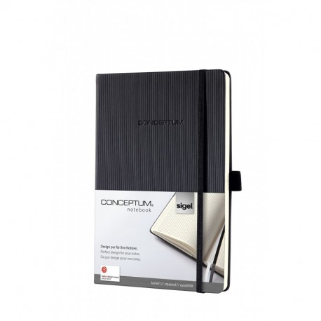 Sigel CO121 Conceptum Libreta / Cuaderno, tapa dura, 14.8 x 21.3 cm, cuadriculado, negro