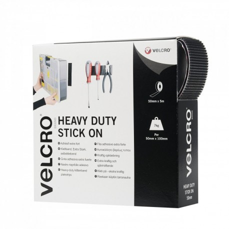 VELCRO Brand Cinta adhesiva extra fuerte 50mm x 5m Negro