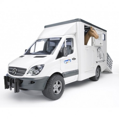 Bruder-02533 peliculas y TV Mercedes Benz Sprinter para Transporte equino, Color Gris, Blanco 2533 