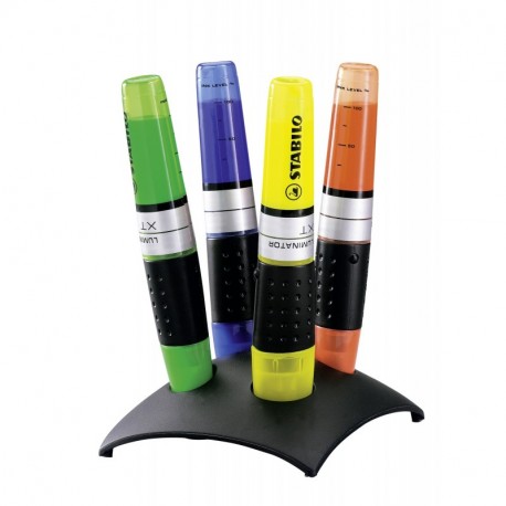 STABILO LUMINATOR - Marcador fluorescente de tinta líquida y de duración XXL - Set de mesa con 4 colores